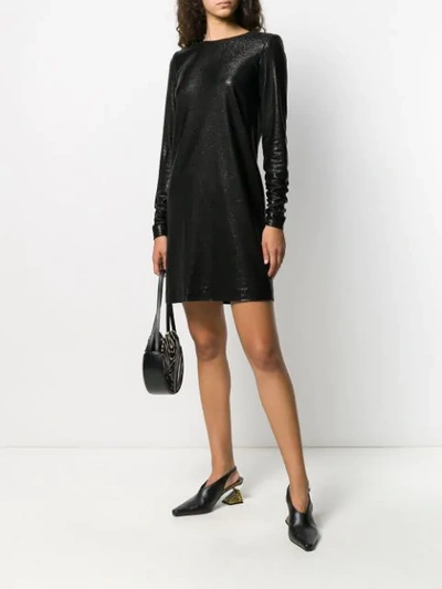 METALLIC STITCHED MINI DRESS