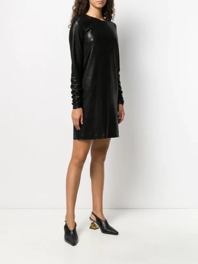 Shop Antonelli Metallic Stitched Mini Dress In Black