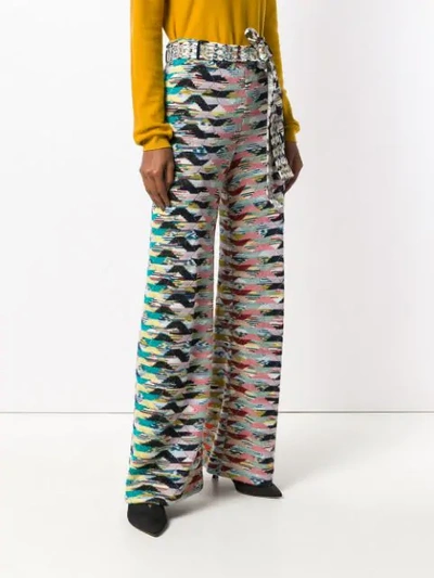 Shop Missoni Geometric Knitted Trousers In Yellow