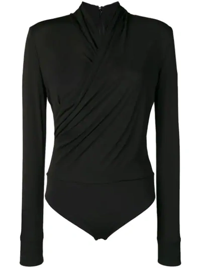 Shop Versace Wrap Bodysuit In Black