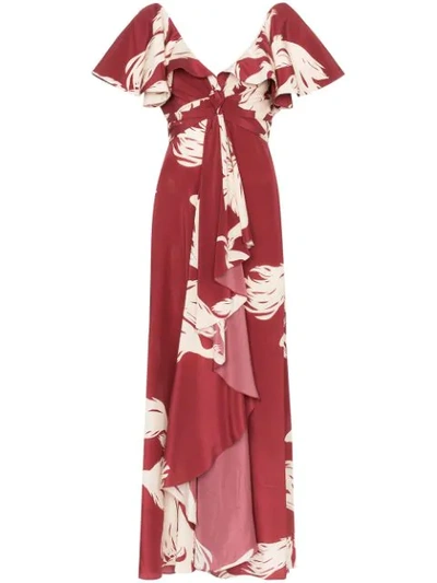 Shop Johanna Ortiz Intesa Sutileza Floral Print Dress In Red