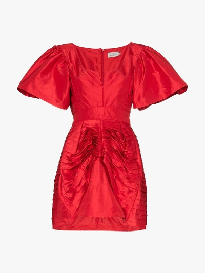 Shop Preen By Thornton Bregazzi Oksana Silk Taffeta Mini Dress In Red
