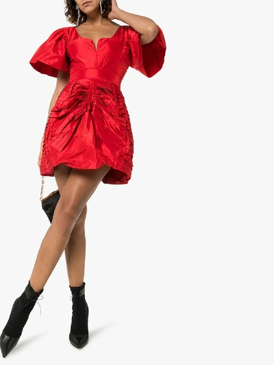 Shop Preen By Thornton Bregazzi Oksana Silk Taffeta Mini Dress In Red