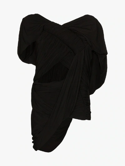 Shop Rick Owens Ruched Cutout Jersey Top In Black