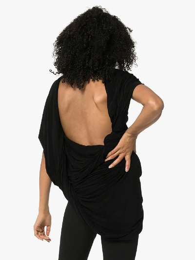 Shop Rick Owens Ruched Cutout Jersey Top In Black