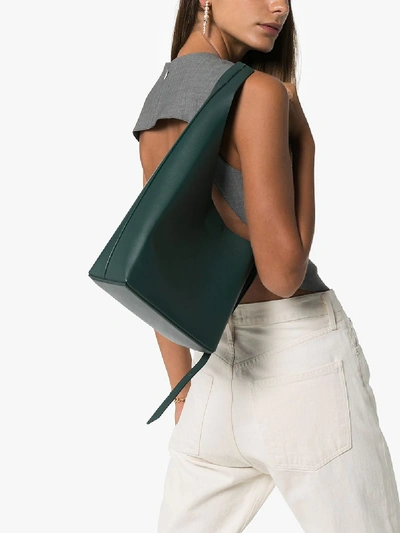 Shop Aesther Ekme Green Lune Leather Bucket Bag