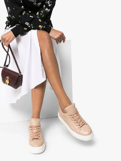 Shop Chloé Neutral Lauren Low Top Leather Sneakers - Women's - Sheep Skin/shearling/calf Leather/rubber In Neutrals