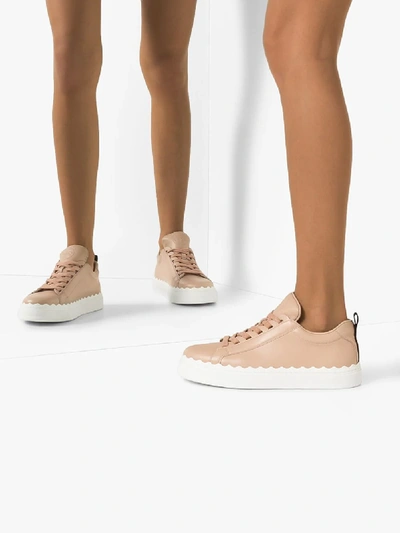 Shop Chloé Neutral Lauren Low Top Leather Sneakers - Women's - Sheep Skin/shearling/calf Leather/rubber In Neutrals