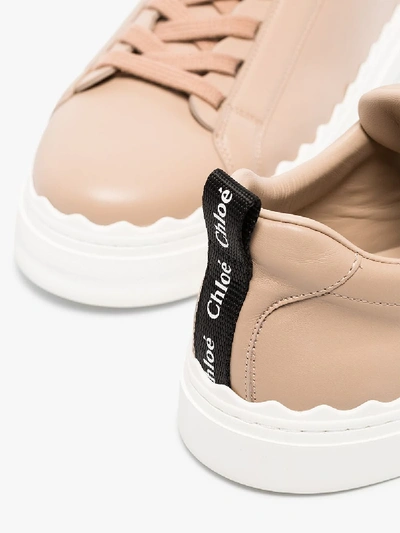Shop Chloé Neutral Lauren Low Top Leather Sneakers - Women's - Sheep Skin/shearling/calf Leather/rubber In Neutrals