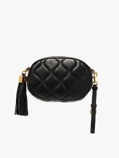 Shop Moschino Black Embellished Leather Cross Body Bag