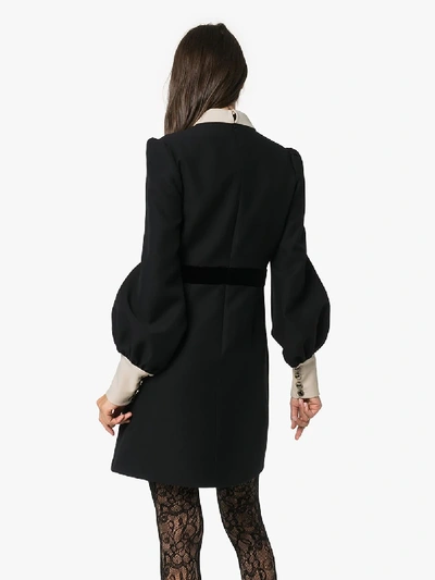 Shop Gucci Shirt And Tie Wool Dress In Black