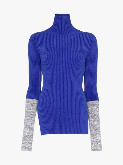 Shop Moncler Blue 2  1952 Colour Block Turtleneck Sweater