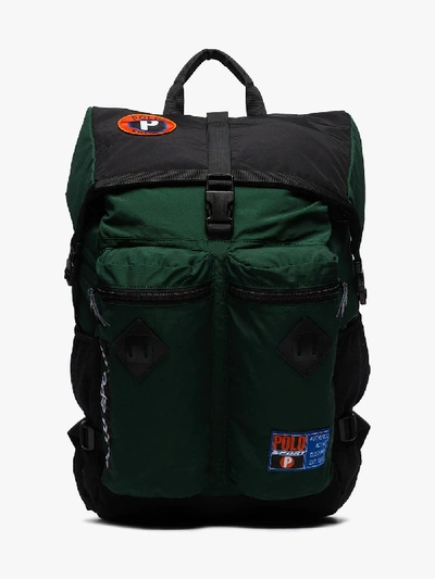 Shop Polo Ralph Lauren Mens Green And Black Sportsman Logo Backpack