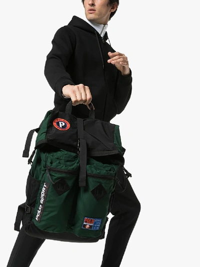 Shop Polo Ralph Lauren Mens Green And Black Sportsman Logo Backpack