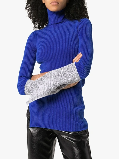 Shop Moncler Blue 2  1952 Colour Block Turtleneck Sweater