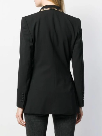 Shop Dolce & Gabbana Animal Print Trim Blazer In Black