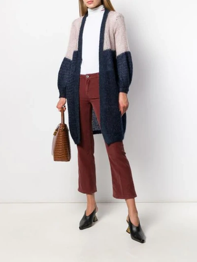 Shop Chiara Bertani Colour Block Cardigan In Blue