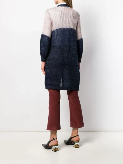 Shop Chiara Bertani Colour Block Cardigan In Blue