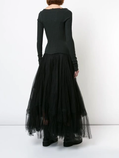 Shop Marc Le Bihan Flared Longsleeved Tulle Dress In Black