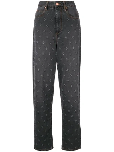 Shop Isabel Marant Étoile Cropped Pattern Jeans In Grey