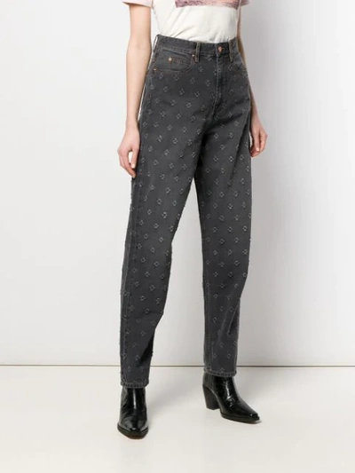 Shop Isabel Marant Étoile Cropped Pattern Jeans In Grey