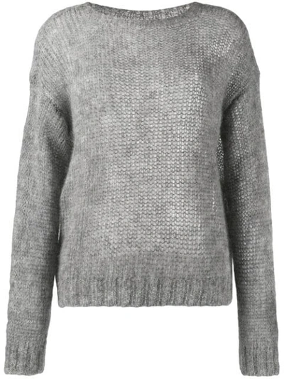 Shop Prada Open-knit Jumper In Grey