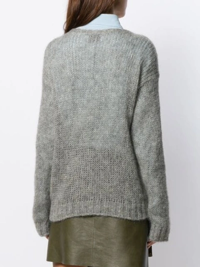 Shop Prada Open-knit Jumper In Grey