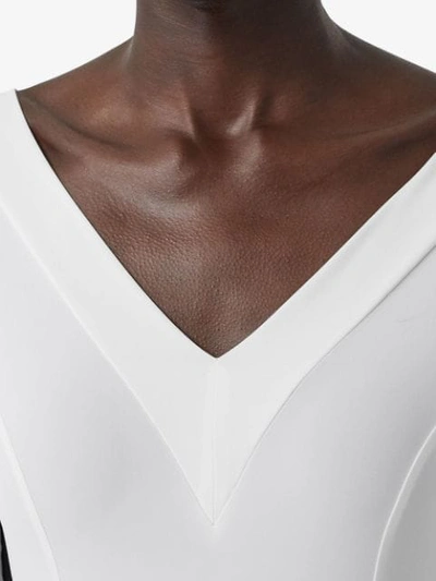 Shop Burberry Two-tone Stretch Jersey Bodysuit In White