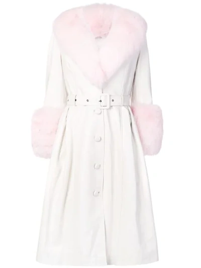 Shop Saks Potts Fur Detail Coat In White