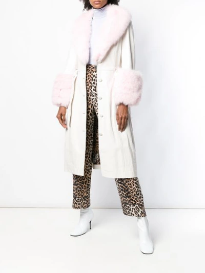 Shop Saks Potts Fur Detail Coat In White