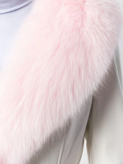 Shop Saks Potts Fur Detail Coat In White