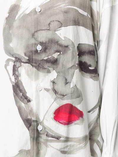 Shop Yohji Yamamoto Painting Face Long Shirt In White