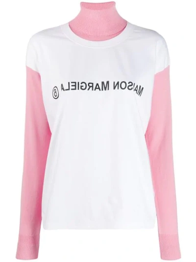 Shop Mm6 Maison Margiela Inverted Logo Layered Effect Sweater In Pink