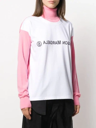 Shop Mm6 Maison Margiela Inverted Logo Layered Effect Sweater In Pink