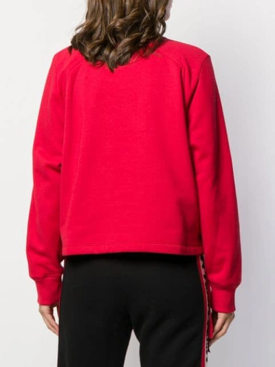 Shop Fendi Logo Embroidered Relaxed Fit Sweatshirt In Red