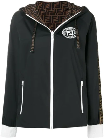 Shop Fendi Reversible Hooded Jacket In Brown