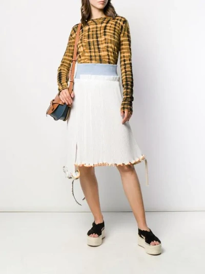 Shop Loewe Deconstructed Pleated Midi Skirt In White