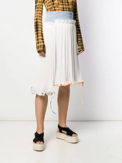 Shop Loewe Deconstructed Pleated Midi Skirt In White