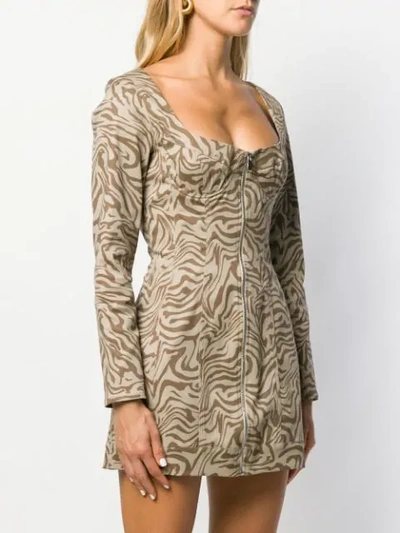 Shop Miaou Printed Dree Mini Dress In Neutrals