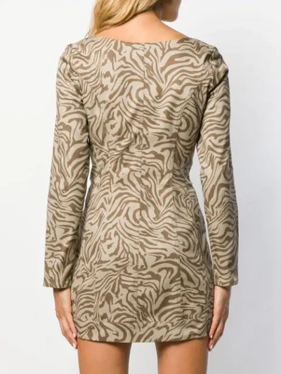 Shop Miaou Printed Dree Mini Dress In Neutrals