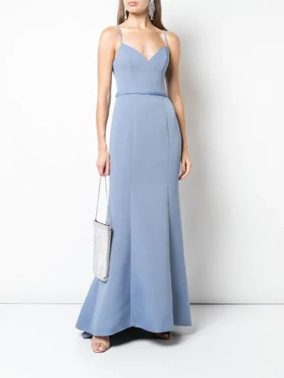 Shop Amsale Fishtail Hem Gown In Dusk