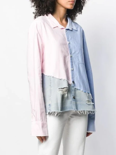 Shop Greg Lauren Patchwork Shirt In Blue