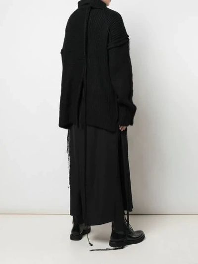 Shop Yohji Yamamoto Deconstructed Knit Jumper In Black