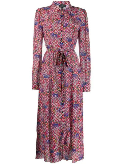 Shop Saloni Printed Shirt Dress In Pink