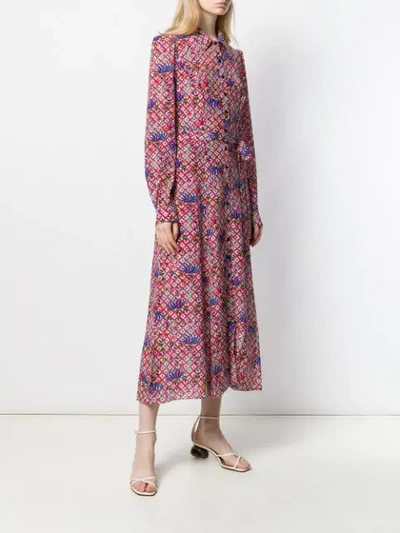 Shop Saloni Printed Shirt Dress In Pink