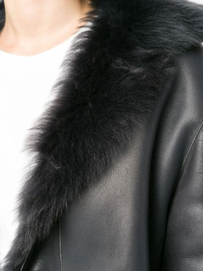 Shop Jil Sander Single Breasted Fur Jacket - Grey