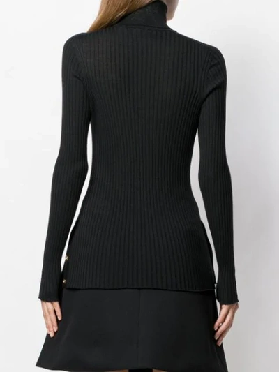 Shop Versace Knitted Button Jumper In Black