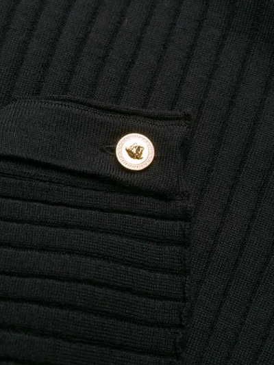 Shop Versace Knitted Button Jumper In Black