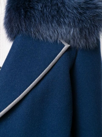 FENDI FOX-FUR COLLAR COAT - 蓝色