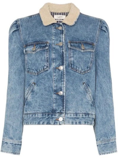 Shop Isabel Marant Étoile Nolinea Shearling-collar Denim Jacket In Blue